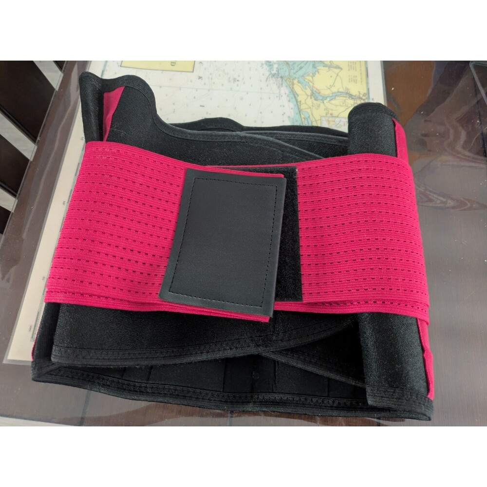 Adjustable Lower Back Support Belt Fitness Waist Trainer Matrix Black Pink - Picture 1 of 2